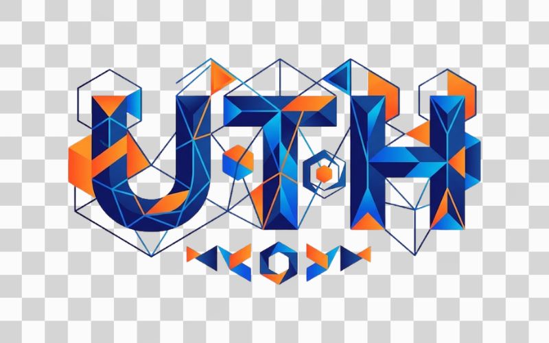 Logo UTH kết hợp họa tiết hình học sáng tạo