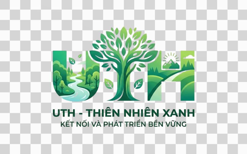 Logo UTH kết hợp phong cảnh thiên nhiên xanh mát