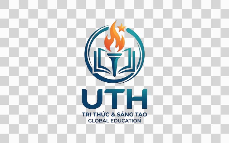 Logo UTH kết hợp sách và biểu tượng tri thức