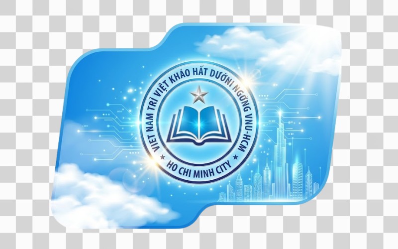 Logo VNU-HCM kết hợp nền trời, ánh sáng & tương lai