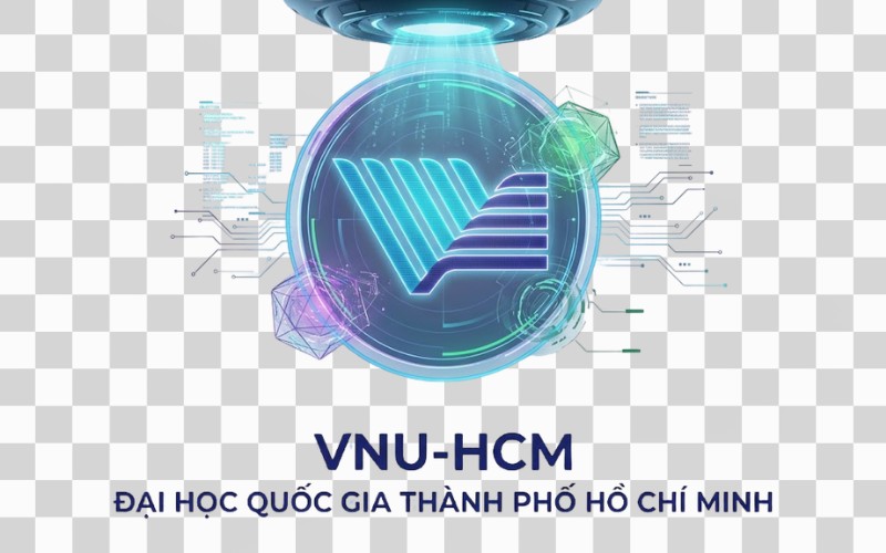 Logo VNU-HCM phong cách hologram tương lai