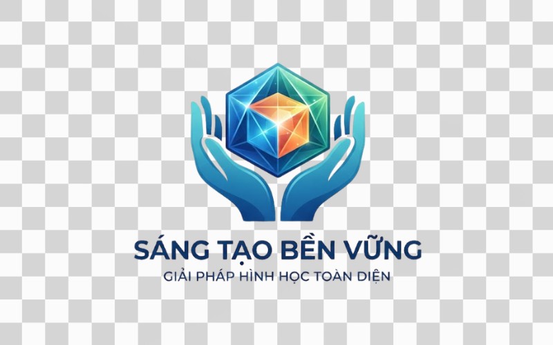 Logo bàn tay vector kết hợp khối hình học