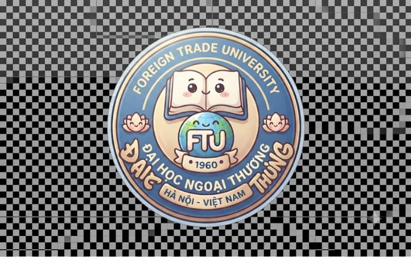 Logo đại học ngoại thương phong cách anime Nhật Bản