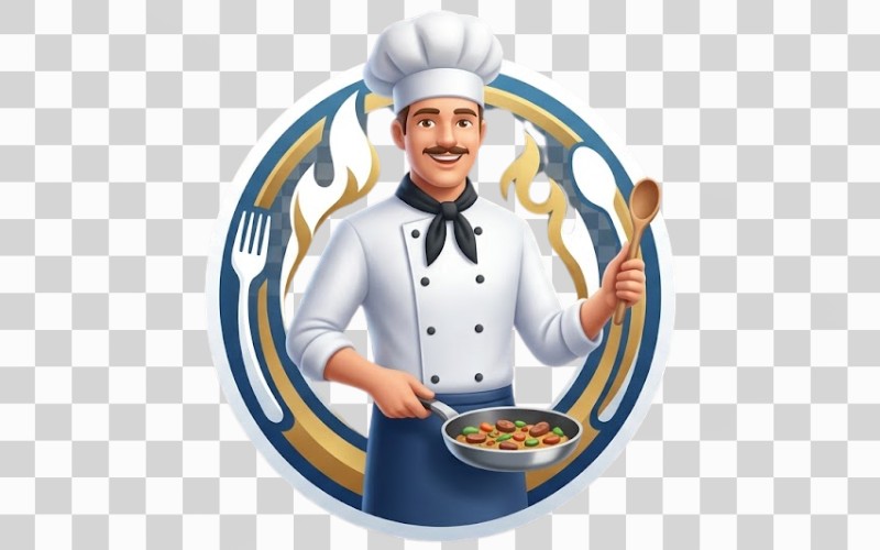 Logo đầu bếp vector 3D hiện đại