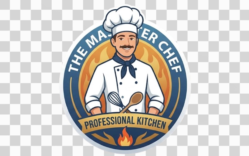 Logo đầu bếp vector kết hợp mũ chef