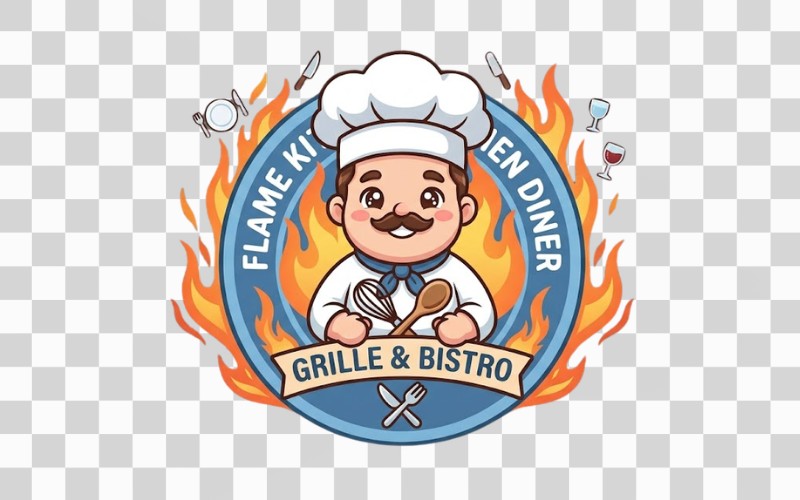 Logo đầu bếp vector phong cách chibi dễ thương