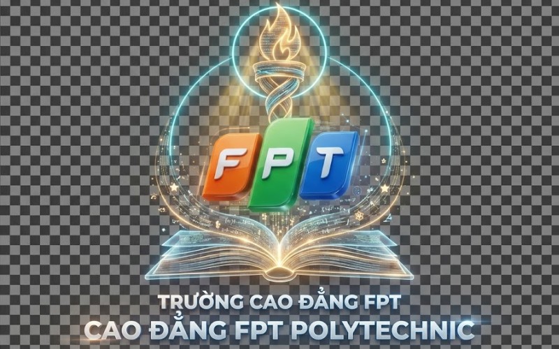 Logo trường cao đẳng FPT kết hợp sách & tri thức