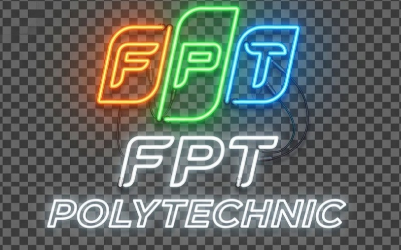 Logo trường cao đẳng FPT neon phát sáng