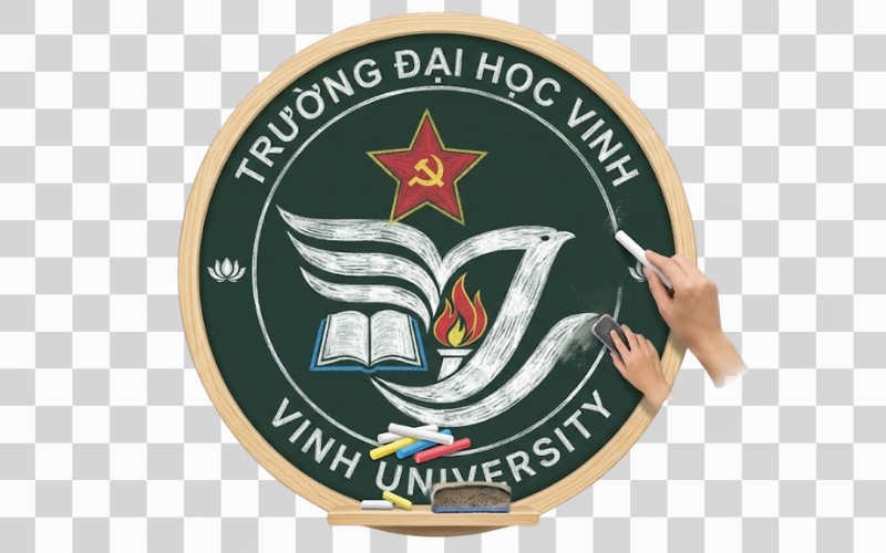 Logo trường đại học vinh kết hợp bảng đen & phấn