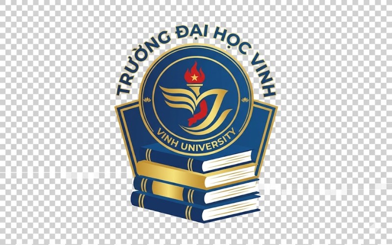 Logo trường đại học vinh kết hợp chồng sách