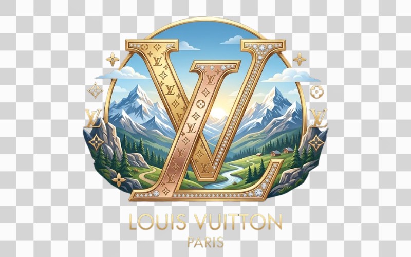 Louis Vuitton logo kết hợp phong cảnh núi non