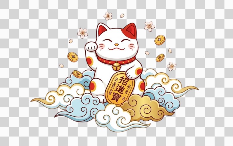 Mây vector mèo thần tài