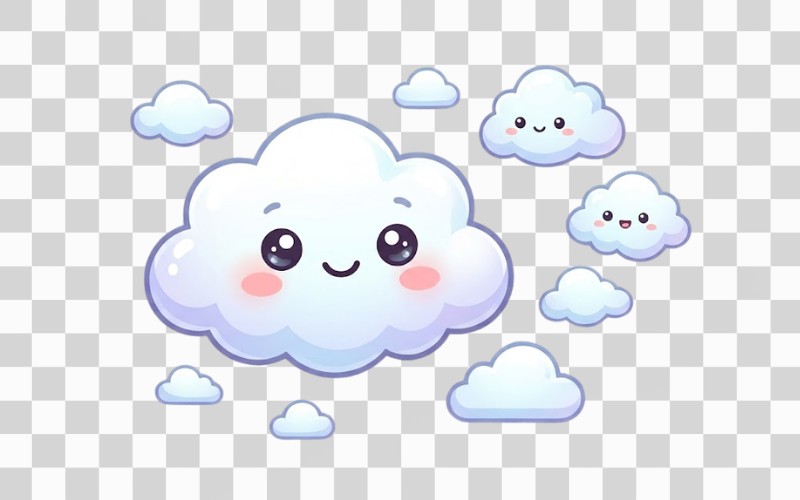 Mây vector phong cách chibi dễ thương