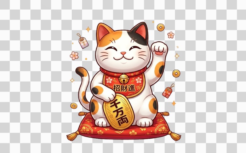 Mèo thần tài PNG vẫy tay gọi lộc