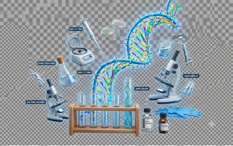 Mô hình ADN kết hợp ống nghiệm – phòng thí nghiệm