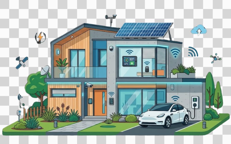 Ngôi nhà vector kết hợp công nghệ