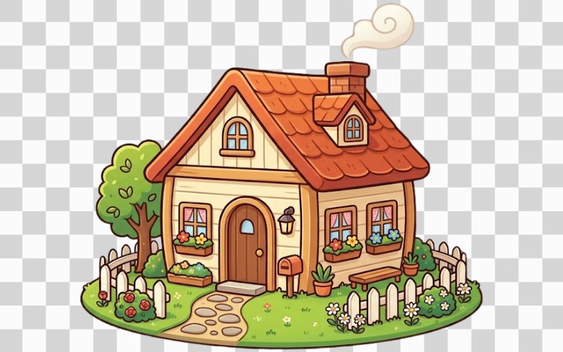 Ngôi nhà vector phong cách chibi – hoạt hình