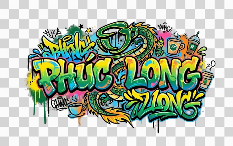 Phúc Long logo graffiti đường phố