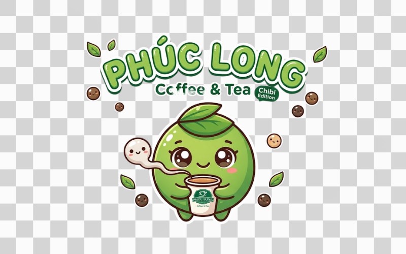 Phúc Long logo phong cách chibi dễ thương
