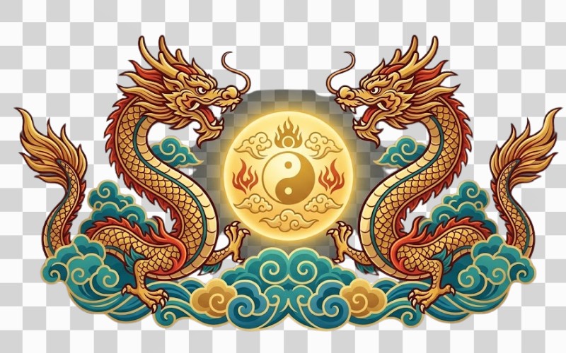 Rồng chầu mặt nguyệt vector dùng trong thiết kế logo