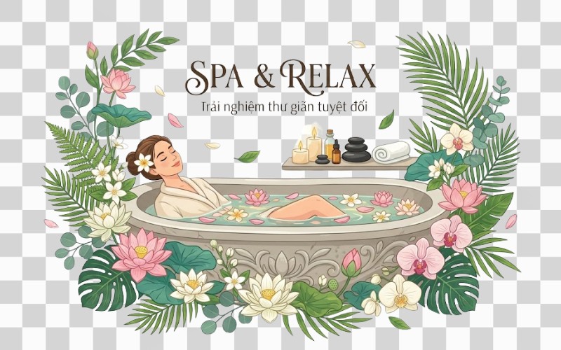 Spa vector họa tiết hoa lá – thư giãn