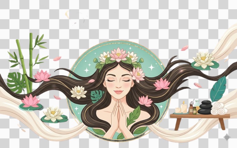 Spa vector kết hợp nữ thần – gương mặt thư giãn