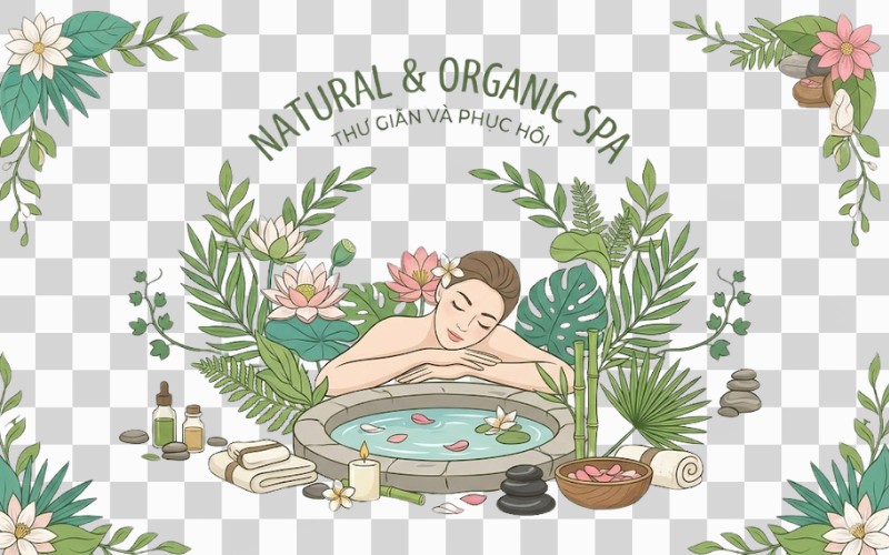 Spa vector phong cách thiên nhiên – organic