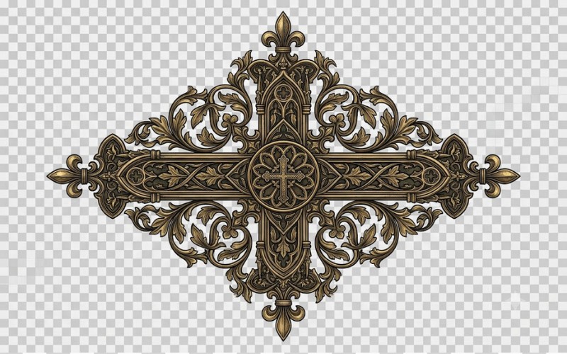 Thánh giá vector cổ điển kết hợp hoa văn Gothic