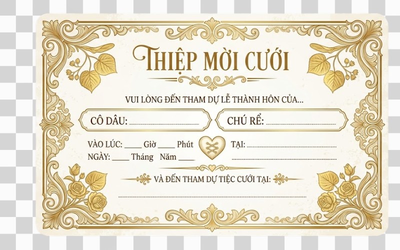 Thiệp cưới vector phong cách châu Âu cổ điển