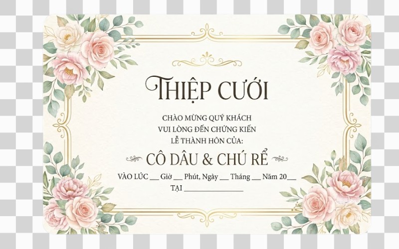 Thiệp cưới vector phong cách watercolor