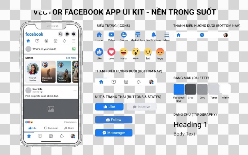 Vector Facebook UI kit – giao diện app