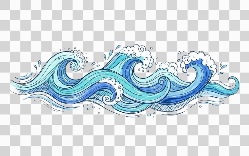 Vector sóng biển doodle – vẽ tay