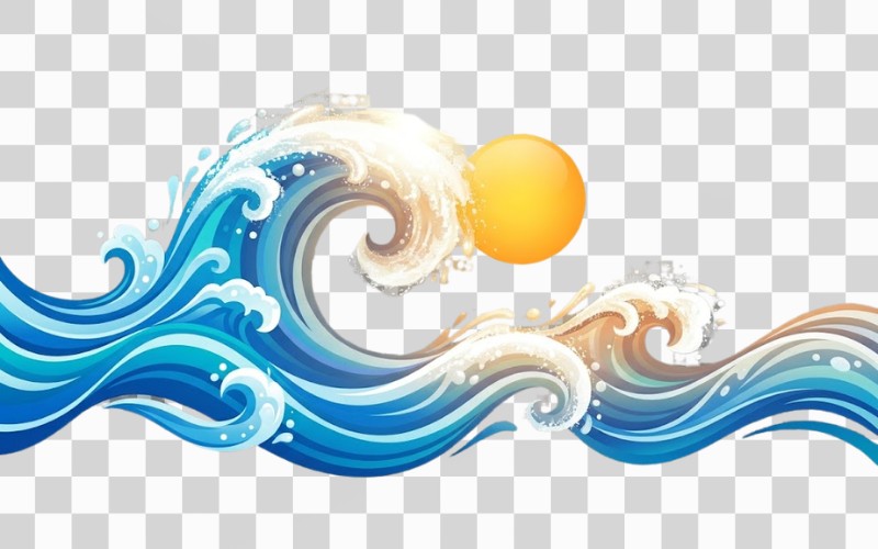 Vector sóng biển kết hợp mặt trời _ hoàng hôn
