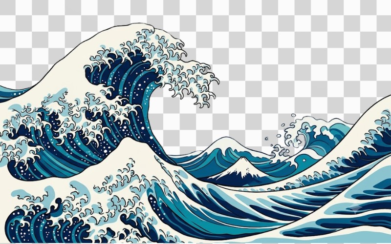 Vector sóng biển phong cách Nhật Bản