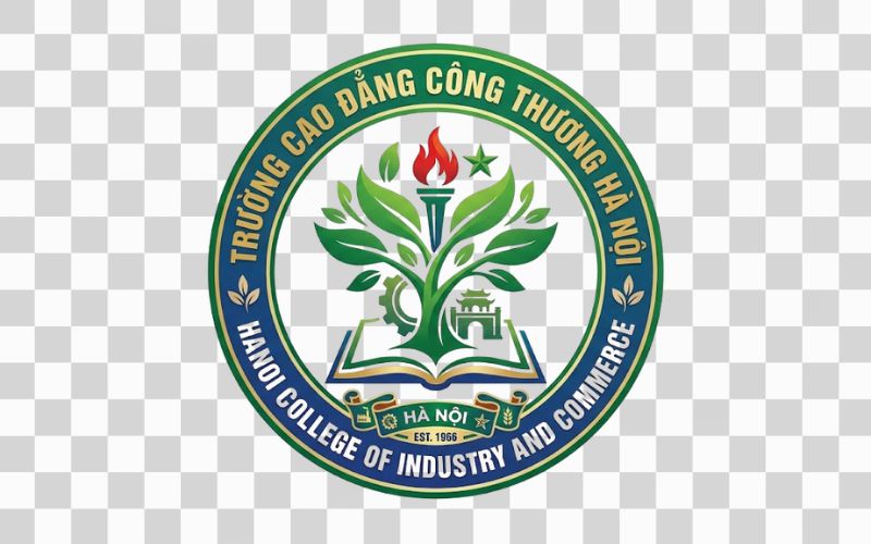 Logo Cao đẳng Công Thương Hà Nội kết hợp hình ảnh cây xanh và tinh thần giáo dục