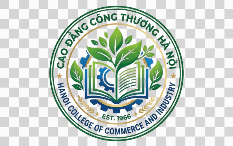 Logo Cao đẳng Công Thương Hà Nội kết hợp hình ảnh lá cây