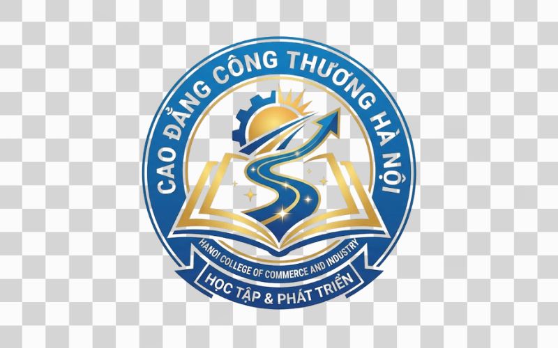 Logo Cao đẳng Công Thương Hà Nội kết hợp hình ảnh sách mở và hành trình học tập