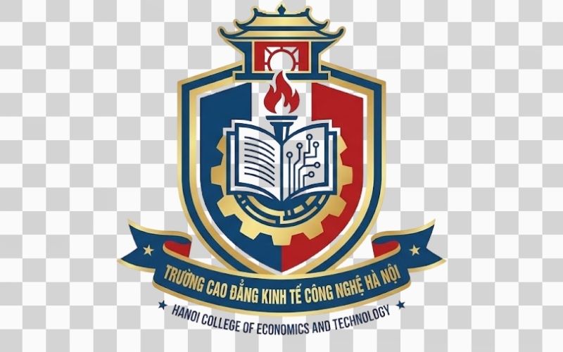 Logo Cao đẳng Kinh tế Công nghệ Hà Nội kết hợp biểu tượng công nghệ và giáo dục