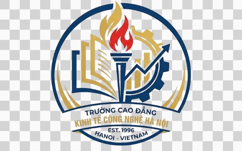 Logo Cao đẳng Kinh tế Công nghệ Hà Nội kết hợp biểu tượng giáo dục và tri thức