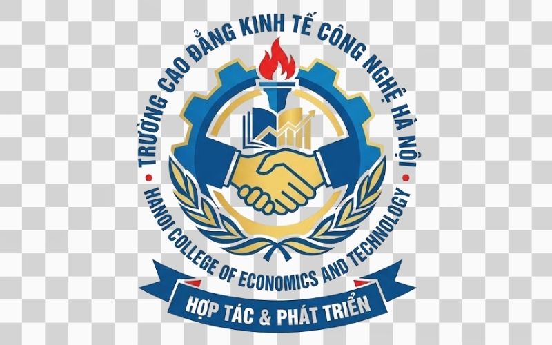 Logo Cao đẳng Kinh tế Công nghệ Hà Nội kết hợp hình ảnh bàn tay và tinh thần hợp tác