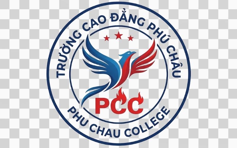 Logo Cao đẳng Phú Châu kết hợp hình ảnh cánh chim và khát vọng vươn xa