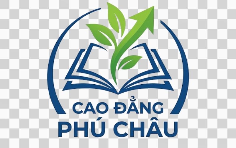 Logo Cao đẳng Phú Châu kết hợp hình ảnh mầm cây và sự phát triển