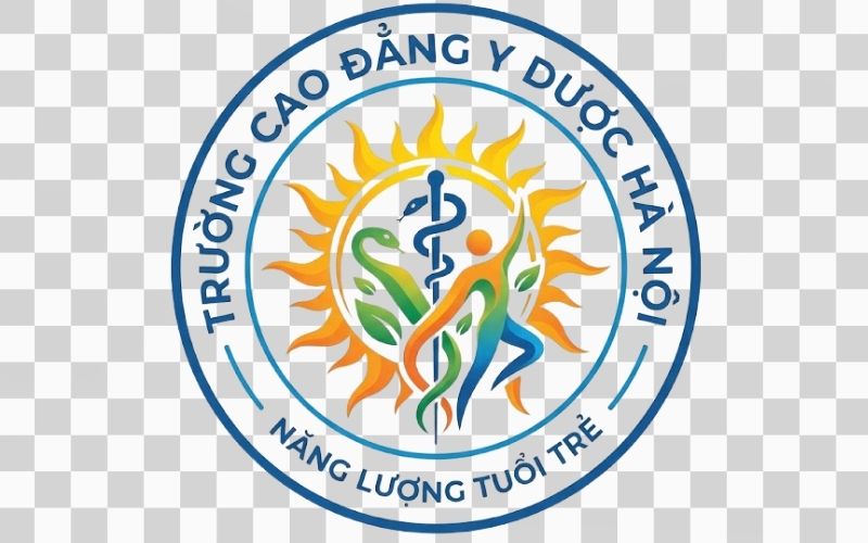 Logo Cao đẳng Y Dược Hà Nội kết hợp biểu tượng mặt trời và năng lượng tuổi trẻ