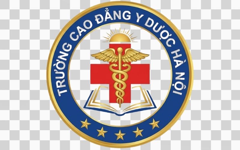 Logo Cao đẳng Y Dược Hà Nội kết hợp hình ảnh quyển sách và kiến thức y khoa