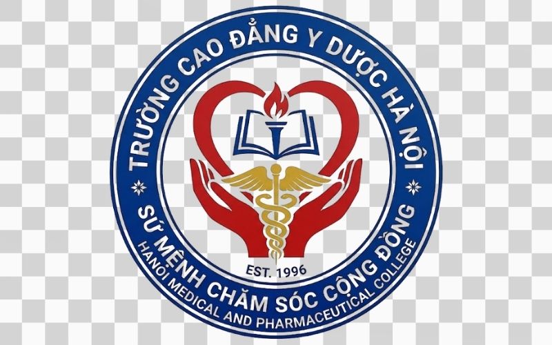 Logo Cao đẳng Y Dược Hà Nội kết hợp hình ảnh trái tim và sứ mệnh chăm sóc cộng đồng