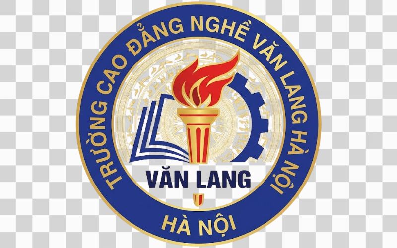 Logo Cao đẳng nghề Văn Lang Hà Nội kết hợp hình ảnh ngọn đuốc