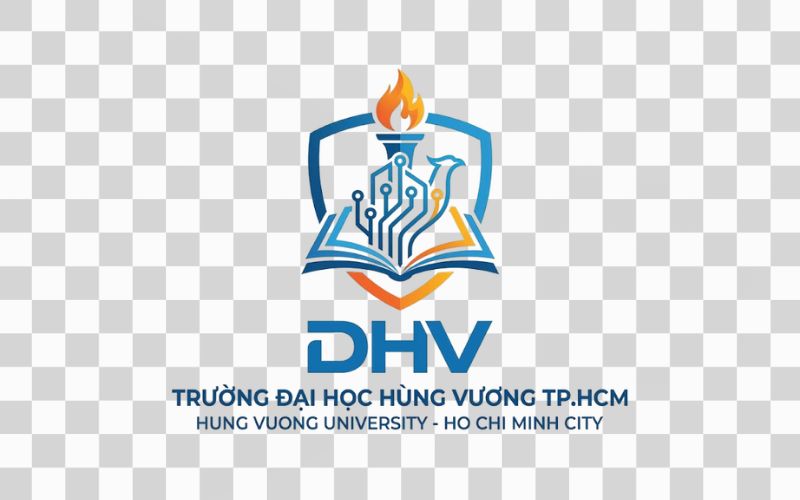 Logo DHV kết hợp hình ảnh công nghệ và giáo dục