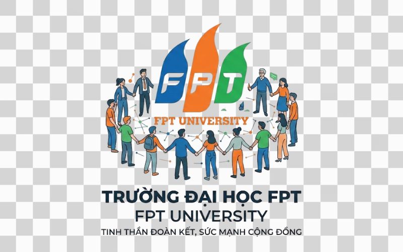 Logo FPT kết hợp hình ảnh cộng đồng và tinh thần đoàn kết