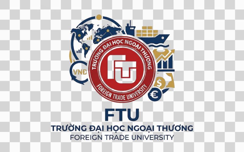 Logo FTU kết hợp biểu tượng thương mại và tài chính