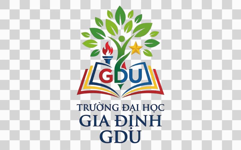 Logo GDU kết hợp hình ảnh sách, học tập và phát triển